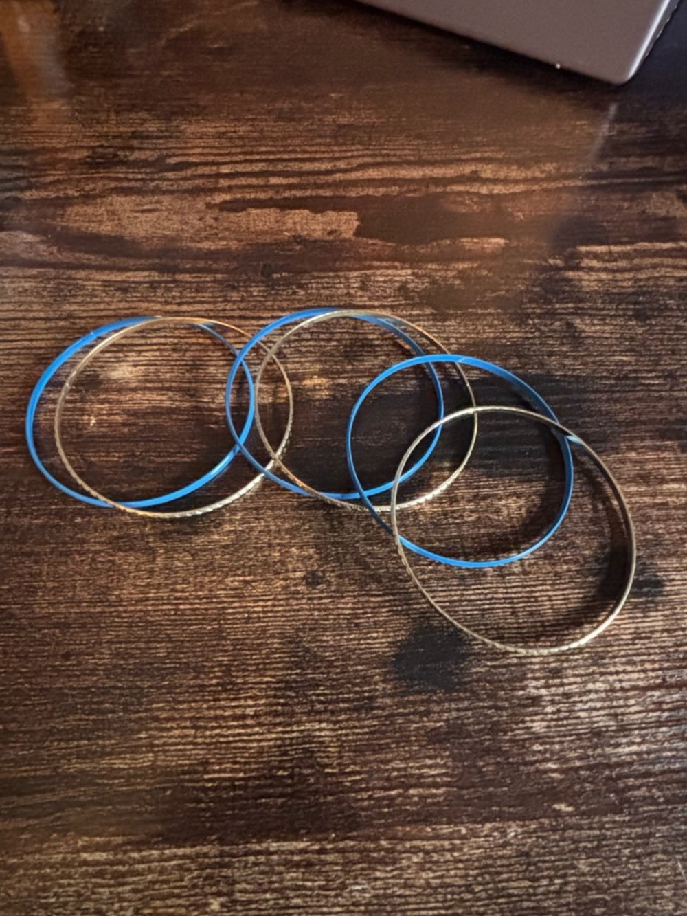 Blue and Gold Textured Bangle Bracelet Set 6 Piece‎ Stackable Jewelry